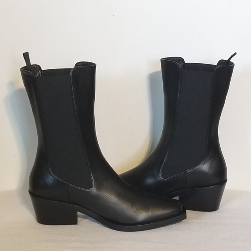 New Stuart Weitzman Miley Black Western Boots Leather